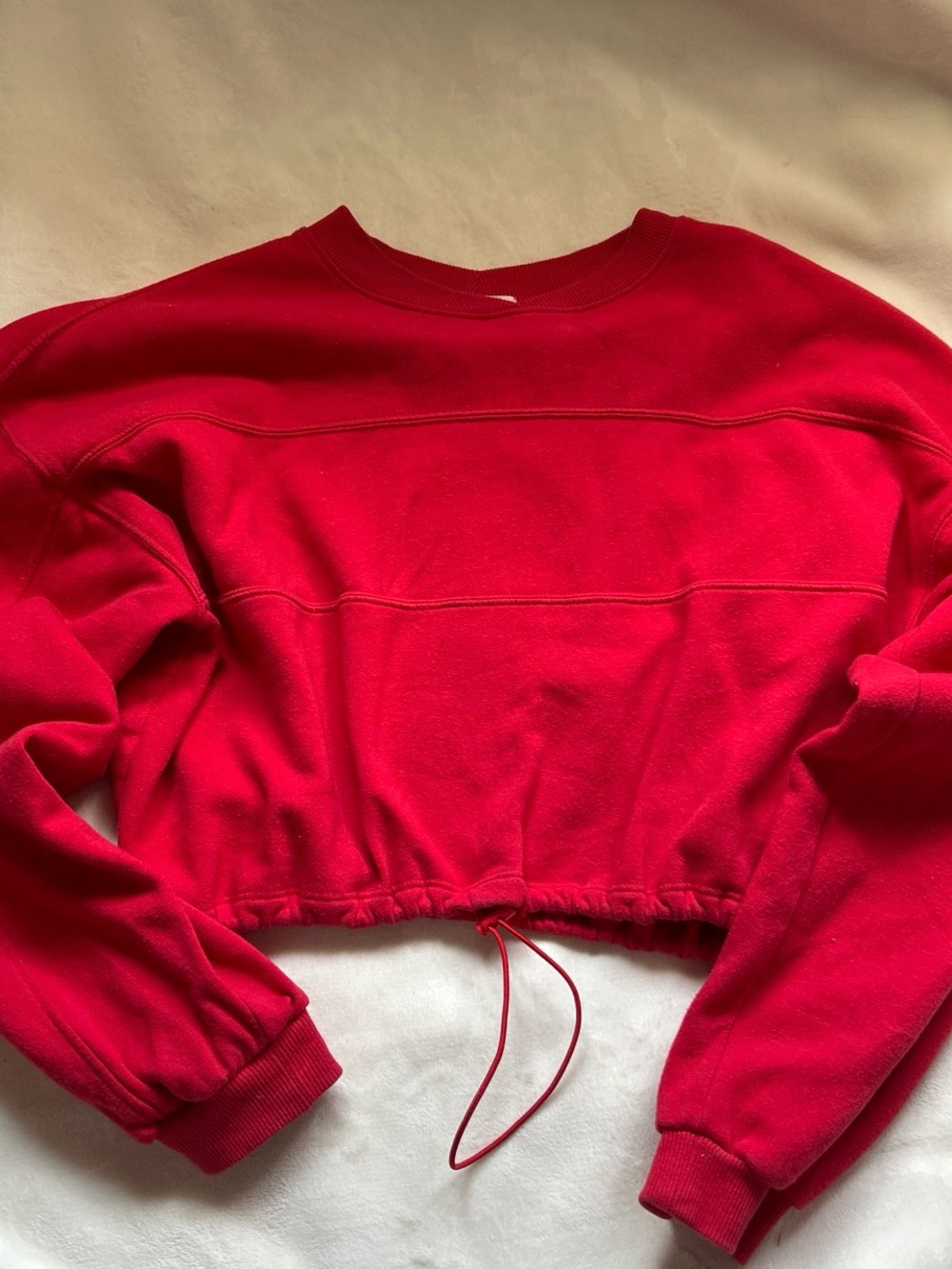 Garage Red Cropped Drawstring Sweatshirt